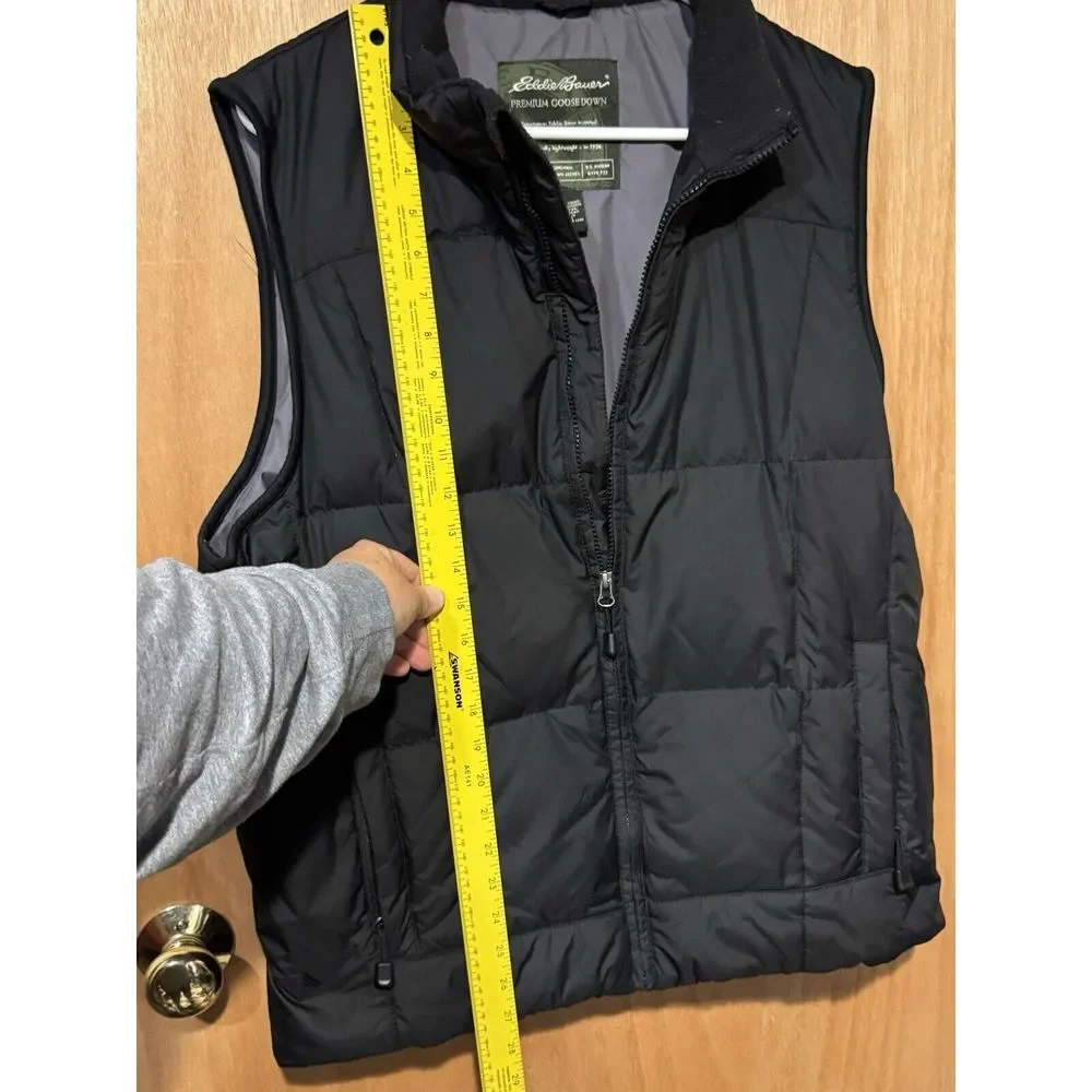 Eddie Bauer Men's M Black Goose Down Puffer Vest Full Zip Premium Outdoor Hiking